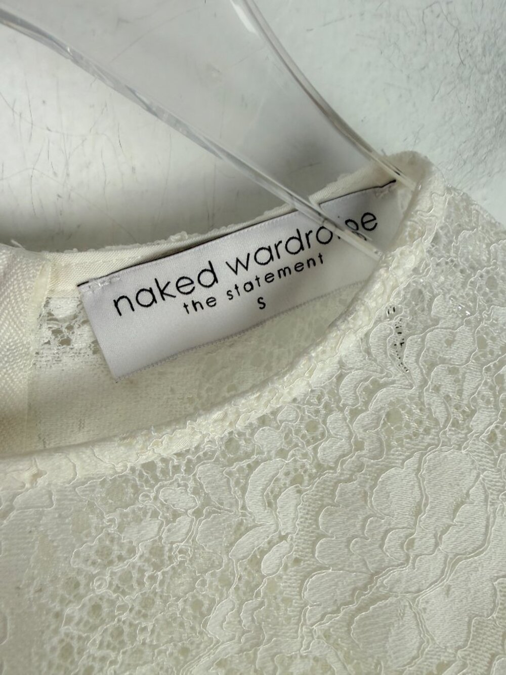 NWOT Naked Wardrobe The Statement Puff Sleeve Lace Crop Top Size Small S NEW - Picture 7 of 10